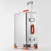 New All Aluminum-magnesium Alloy Suitcase with Spinner Wheel TSA Lock Leather Handle 20/24/29'' Travel Case Bag Rolling Luggage