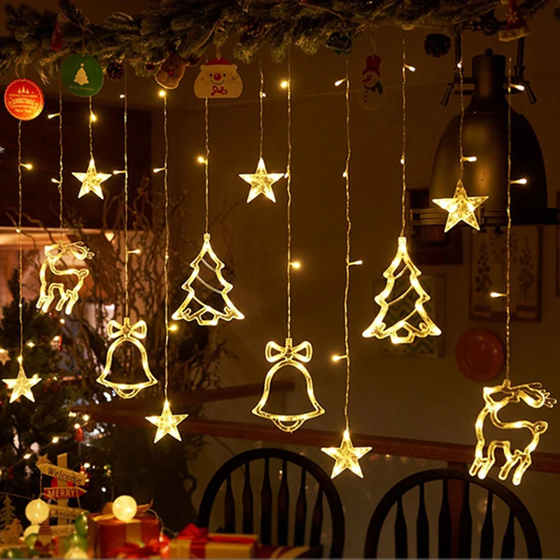 Luces LED de cortina de Navidad, arreglo de escena de boda festiva estrellada, luces decorativas, guirnalda, luces de hadas para fiesta en 3,5 M - AliExpress