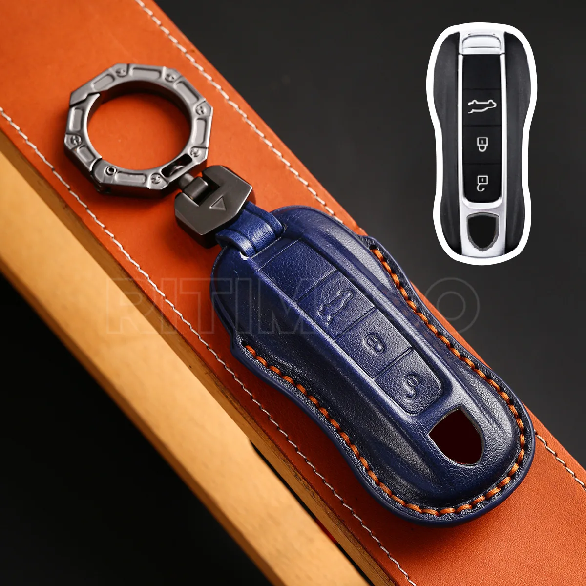 Large Size Leather Car Key Fob Pouch Remote Key Case Cover Card Holder  Keychain, Deals