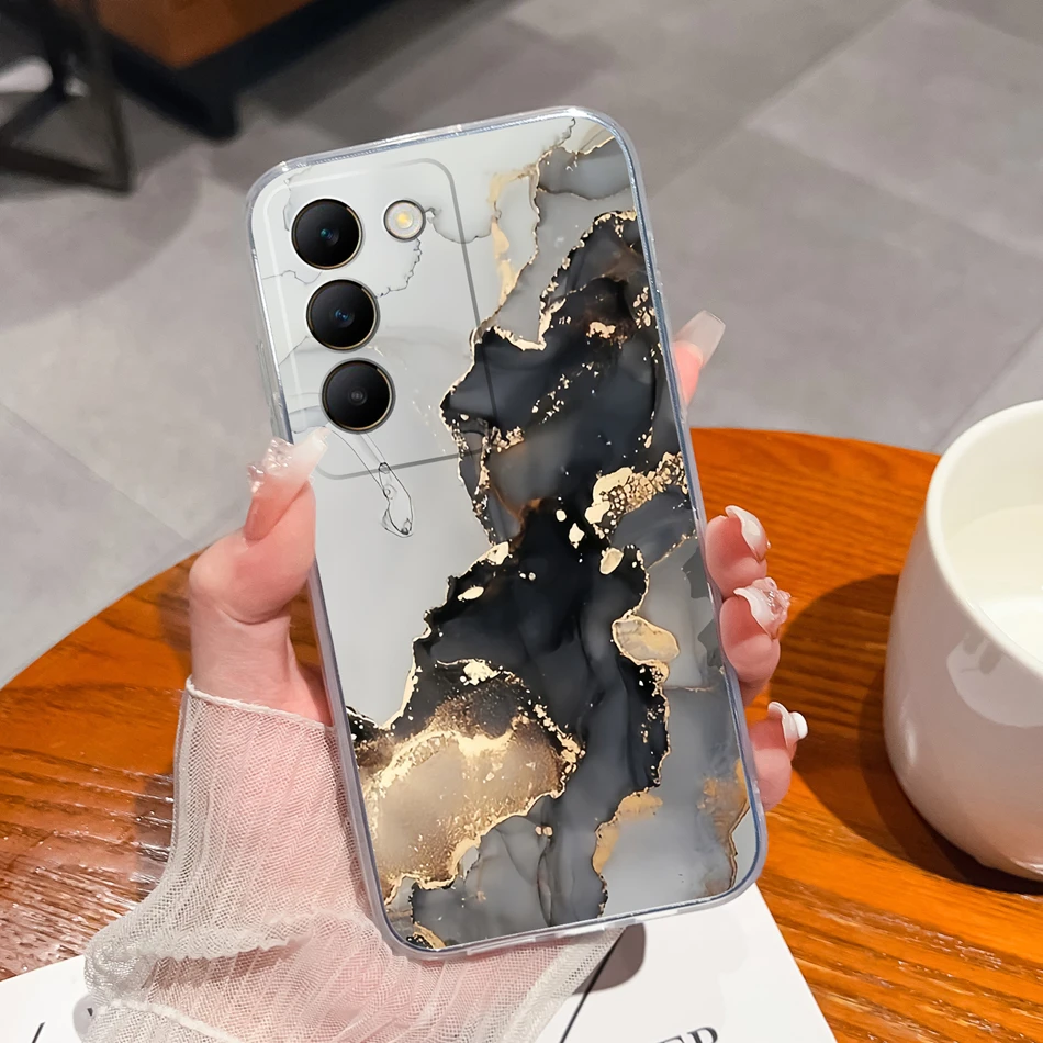 Floral Painted Transparent Shockproof Soft TPU Silicone Phone Case