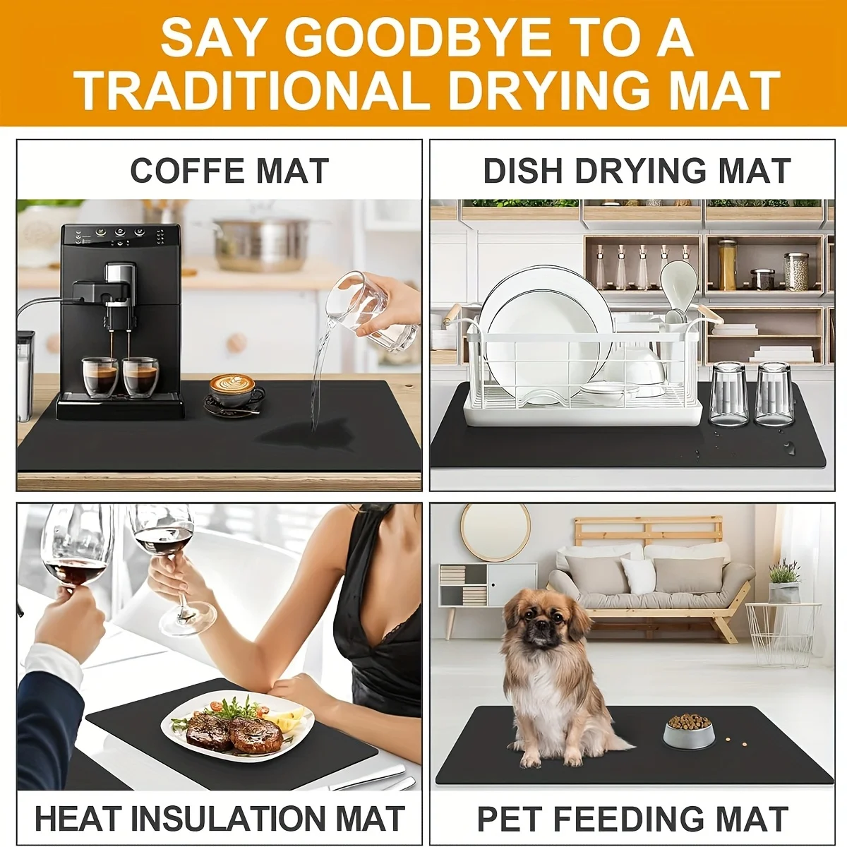 1pc-Pu Leather Countertop Draining Mat Kitchen Bar Drain Pads Absorb Water And Dry Quickly For Washstand Bathroom Floor Mats