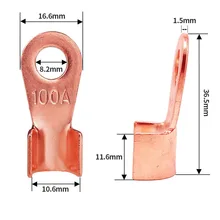 

OT-100A 8.2mm Dia Red Copper Circular Splice Ring Terminal Wire Naked Battery Cable Connector lugs Terminals