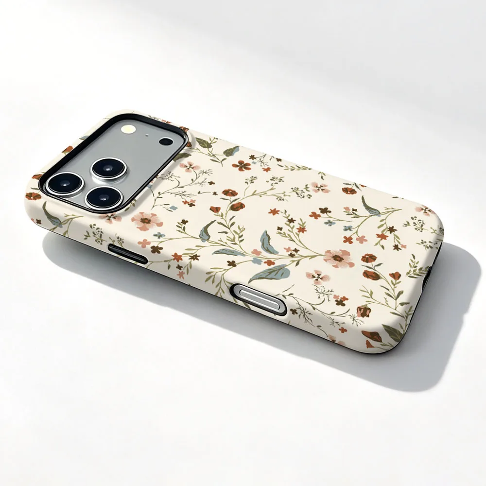 Lovely Floral Magnetic Phone Case with 2-in-1 Film Shell Design