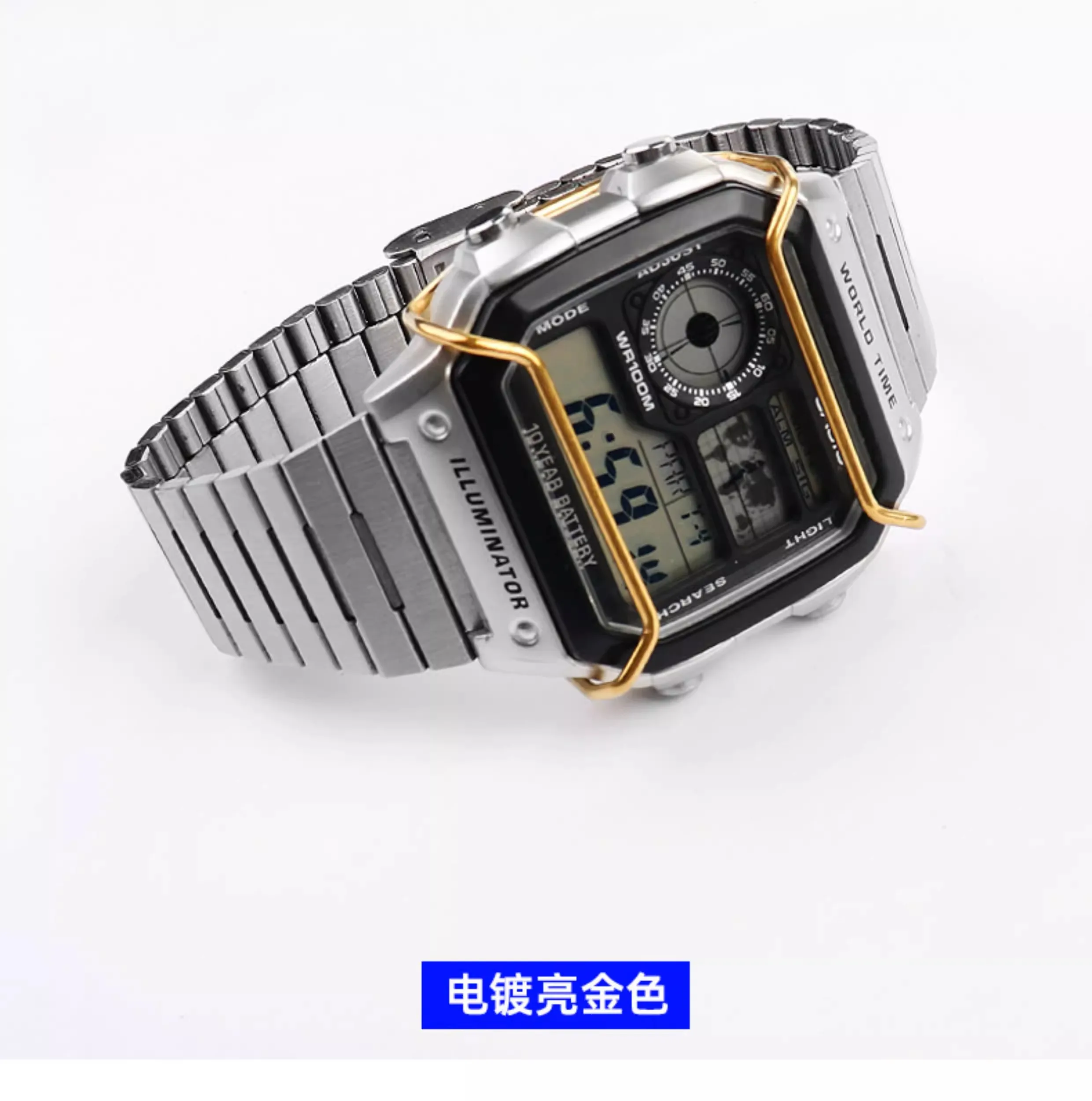 1200-Uhrengehäuse für CASIO GSHOCK AE 1200 AE1300, kleines quadratisches Herren-Metall, modifizierter Edelstahl, Antikollisions-Stoßstangenzubehör – Detail 9