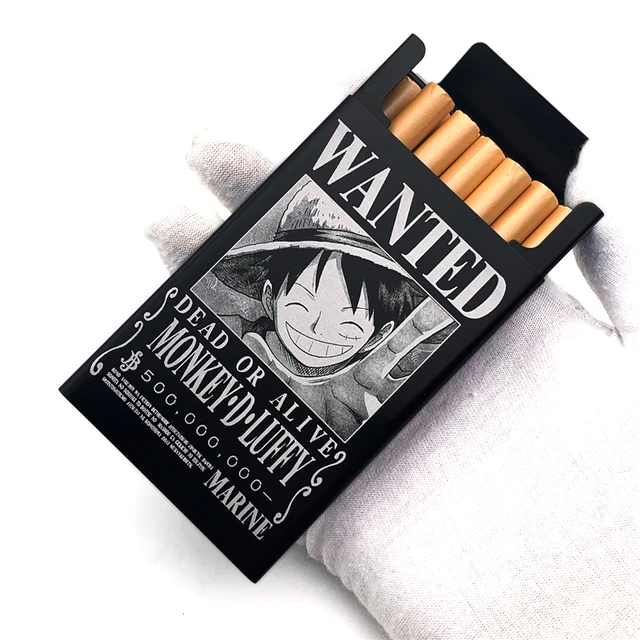 Anime One Piece Luffy Wanted Metal Cigarette Case Ordinary Smoke Thin  Cigarette Holder Box Cartoon Smoking