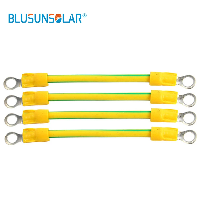 10Pcs/lot BVR Solar Photovoltaic Ground Wire with Terminal 4mm/6mm Earth Wire Hole 5mm Yellow-Green Flexible Copper Earth Cable solar cable