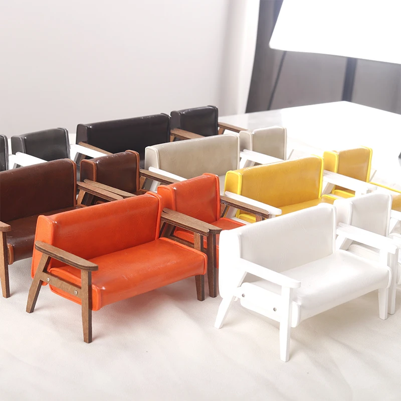 

1:12 Dollhouse Miniature Sofa Leather Sofa Single/Double Chair Furniture Model Living Room Decor Toy Doll House Accessories