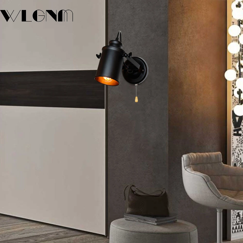Retro Vintage Wall Lamp Light Switch Decor Bedroom Living Room Hall Bed Side Adjustable Antique Rustic Led Lights Lamps led wall lamp wall lamp