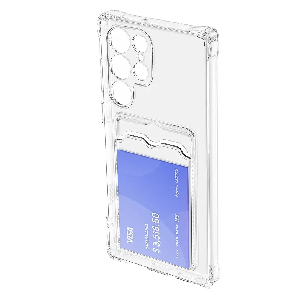 Toocki Transparent Shockproof Wallet Phone Case with Silicone Cover