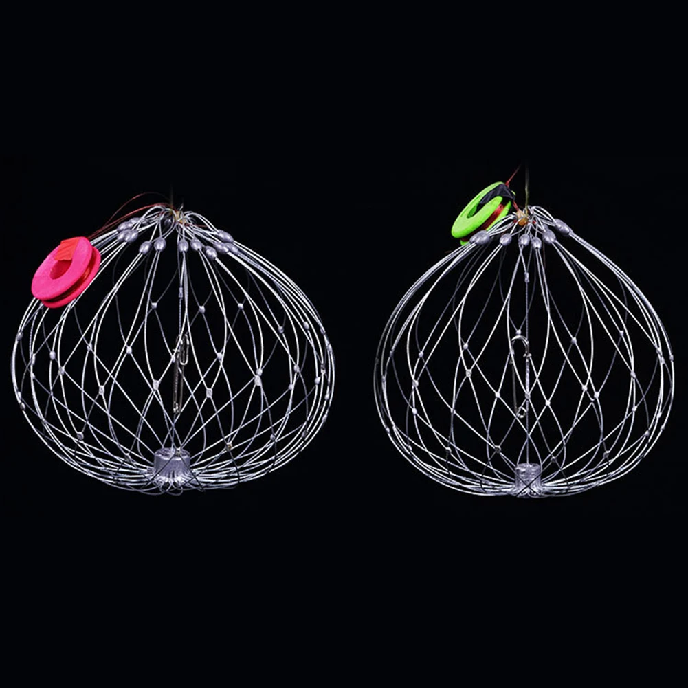 Fish Crab Network Automatic Open Closing Fish Baskets Steel Wire  Collapsible for Saltwater Seawater Outdoor Fishing Accessories