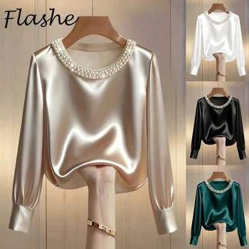 Design Long Sleeve Silk Blouse Women Fashion Tops 1