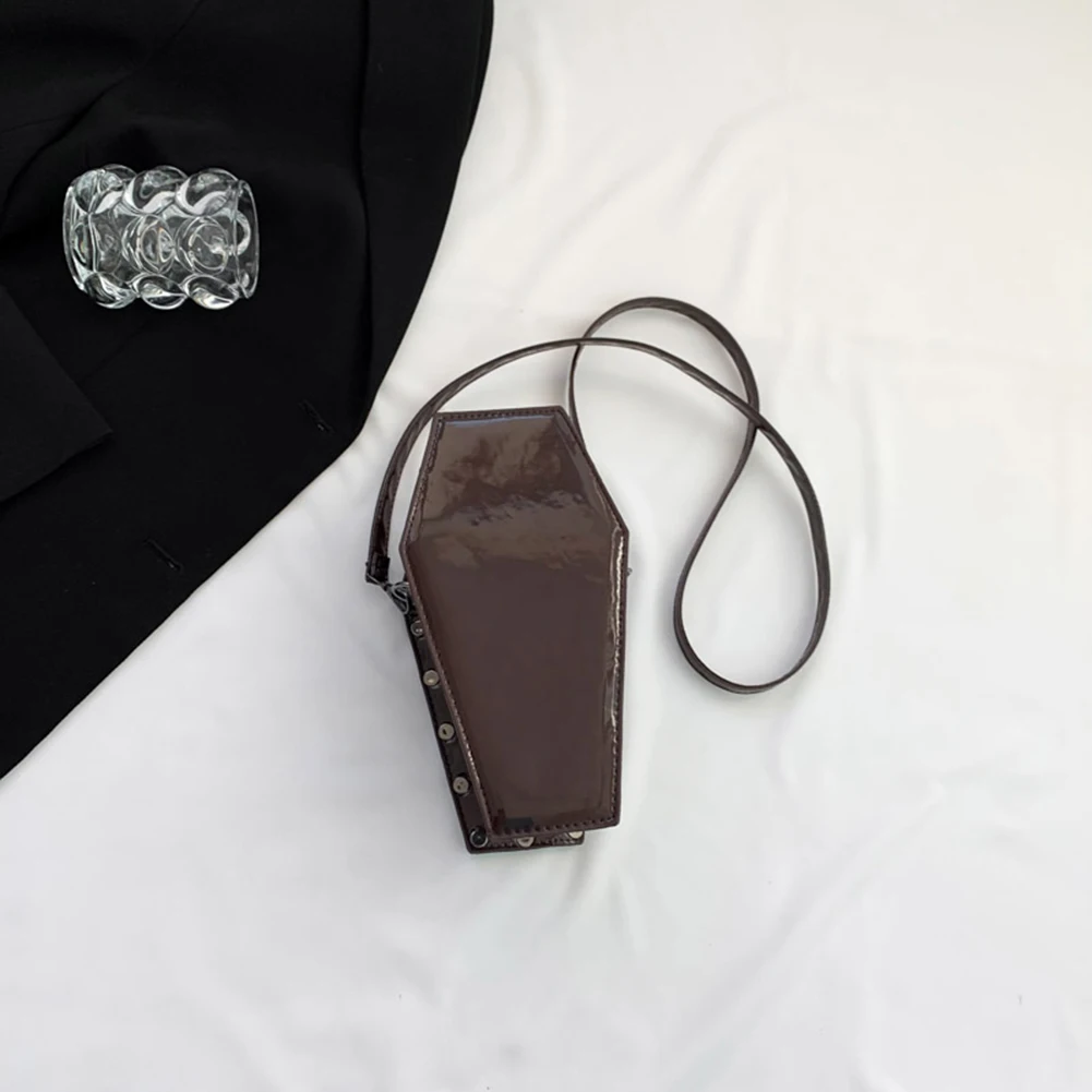 Women Coffin Satchel Purse Strap Adjustable Gothic Coin Purse PU Leather Spider Coffin Bag Y2K Cellphone Bag Halloween Candy Bag — view 4