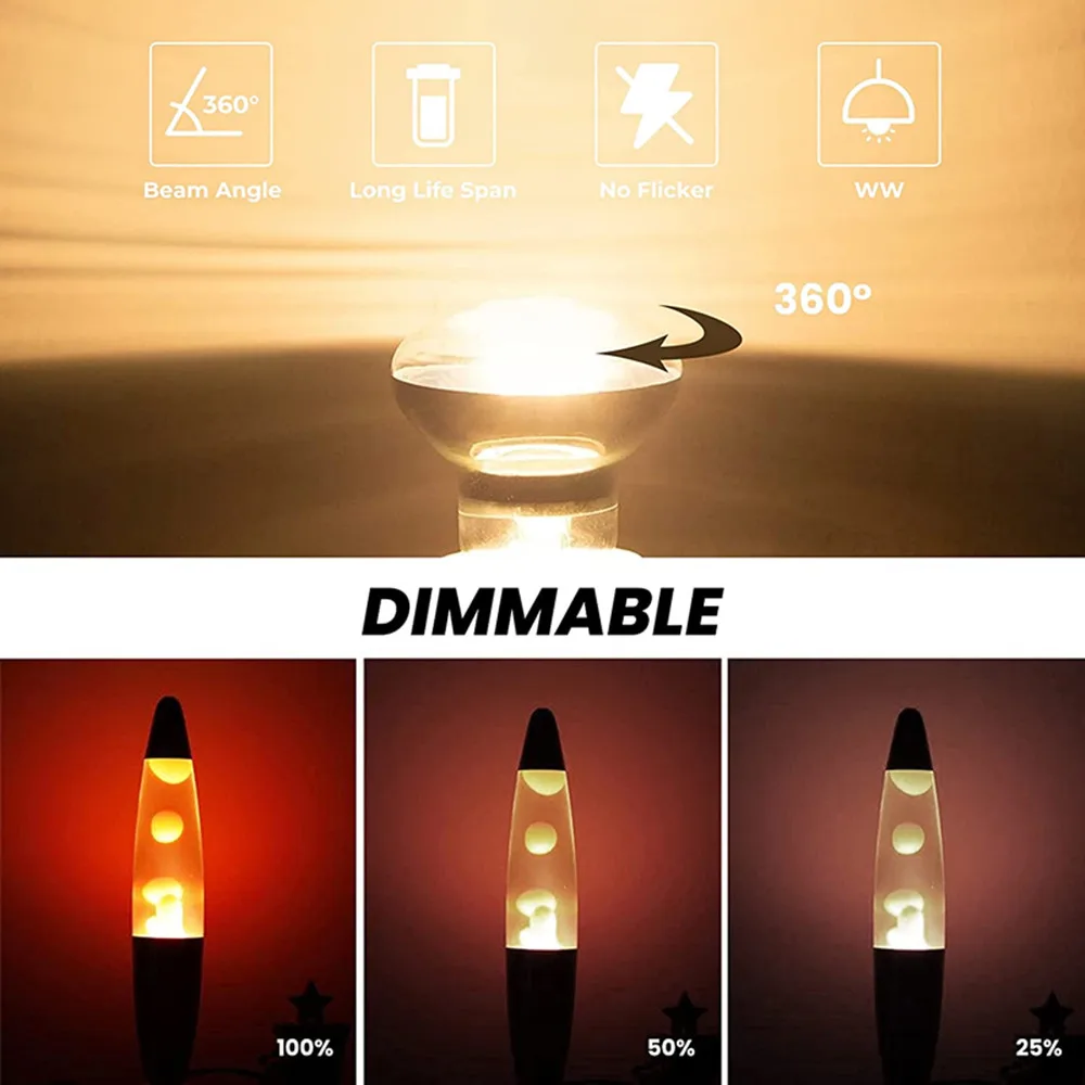 Replacement Bulbs for Lava Lamps Extra Long Life Reflector Spot High Temp Resistant Dimmable Light R39 E14 30W 240V 6 Pack incandescent bulb