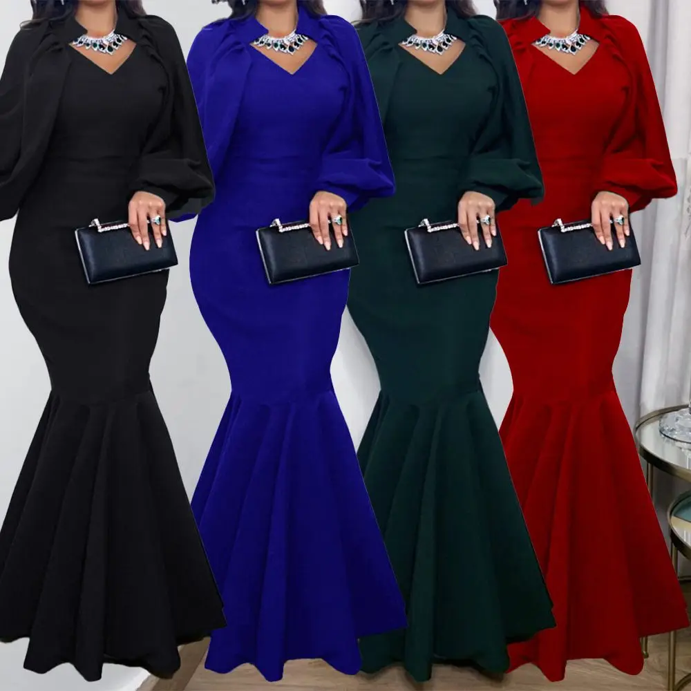 

African Dresses For Women Party Dashiki Clothing Trumpet Mermaid Long Maxi Dress Robe Africaine Femme Clothes Africa Dress 2023