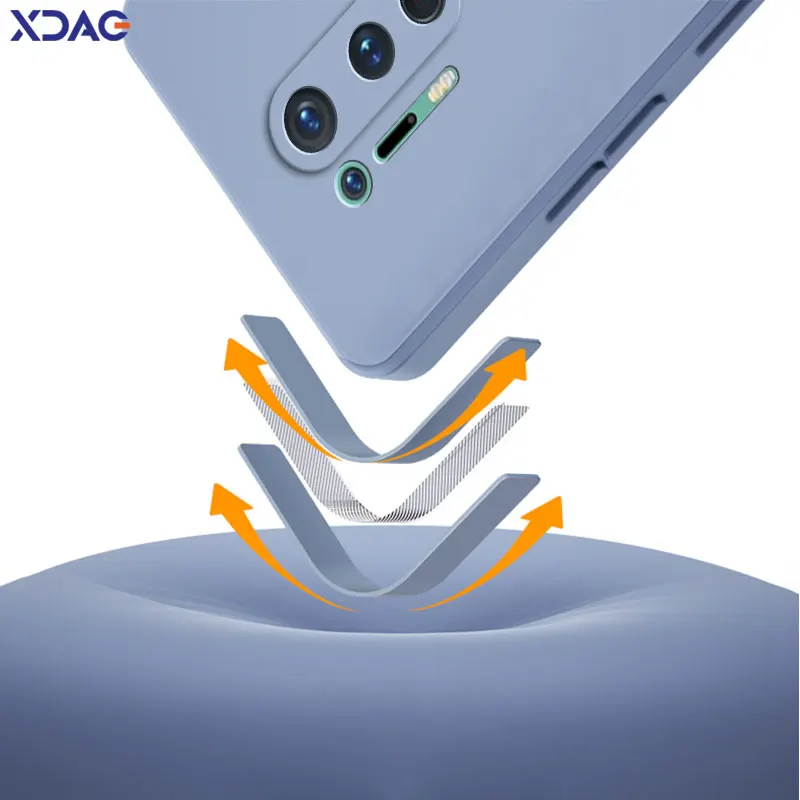 Premium Soft Silicone Waterproof Phone Case - Square Liquid Back Cover