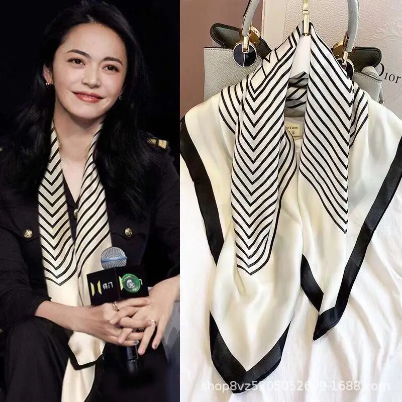 مربع وشاح اليدوية شال الحجاب الشباك هندسية مخطط مزاجه المرأة المهنية مربع الحرير واقية من الشمس جديد 90 سنتيمتر