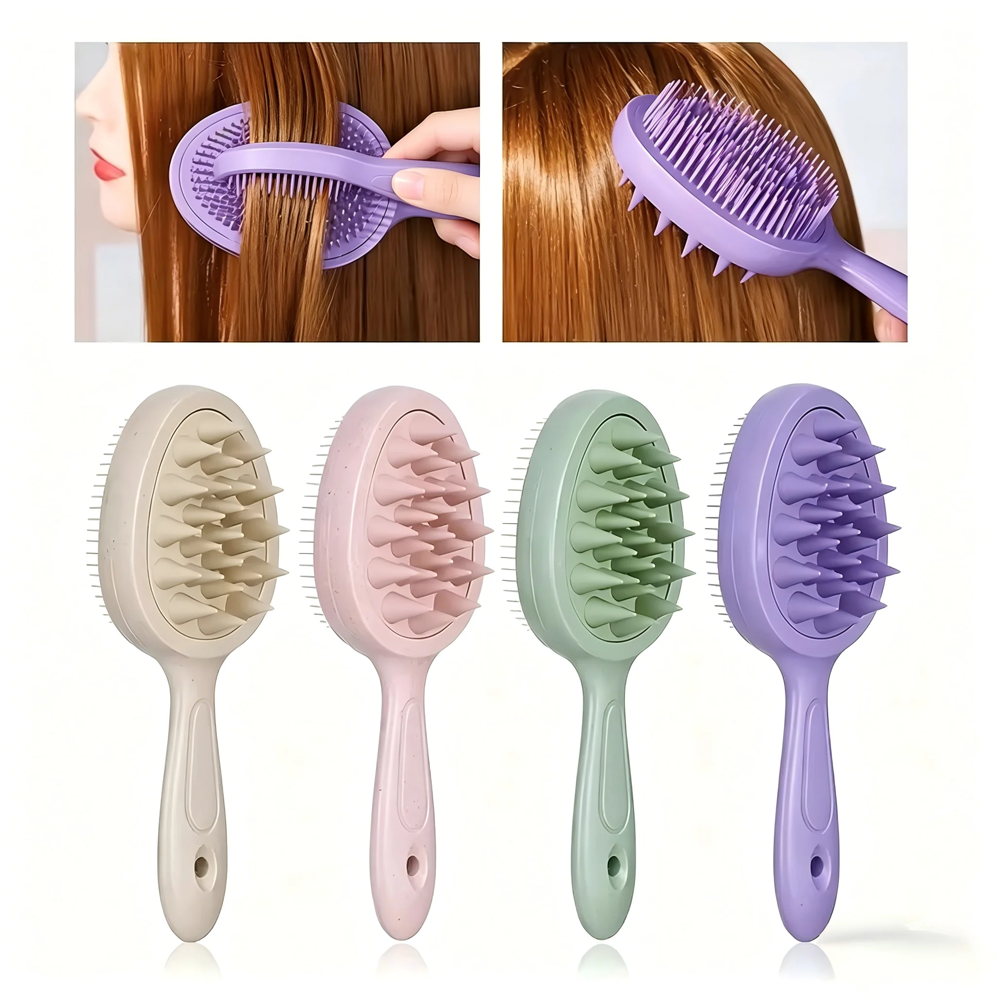 Massaggiatore per Cuoio Capelluto 2 in 1, Spazzola per Shampoo a Doppia Faccia, Pettine in Silicone per Crescita dei Capelli e Rimozione della Forfora, Uso su Capelli Bagnati o Asciutti - immagine 4
