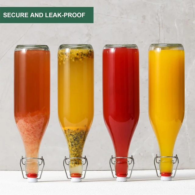 1L Swing Top Glass Bottles Airtight Stopper Lids Flip Top Brewing Bottle for Fermentation, Kombucha, Mead, Vinegar, Beer, Kefir 4