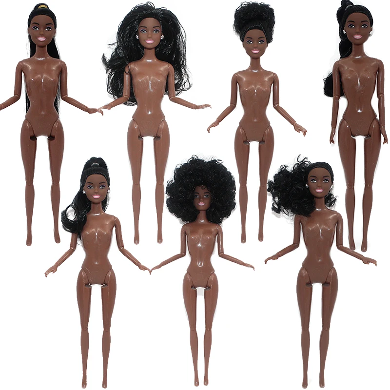 1/6 African Naked Doll 11 Joint Mobility Body 30Cm Bjd Curly Straight Braid Coda Di Cavallo Black People Toys For Girls Fashion Change