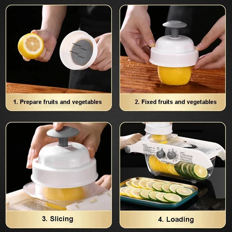 Multifunctional Vegetable Grater with Basket, Lemon Slicer, Fruit and Potato Chopper, Carrot Cutter, Kitchen Accessories Tools