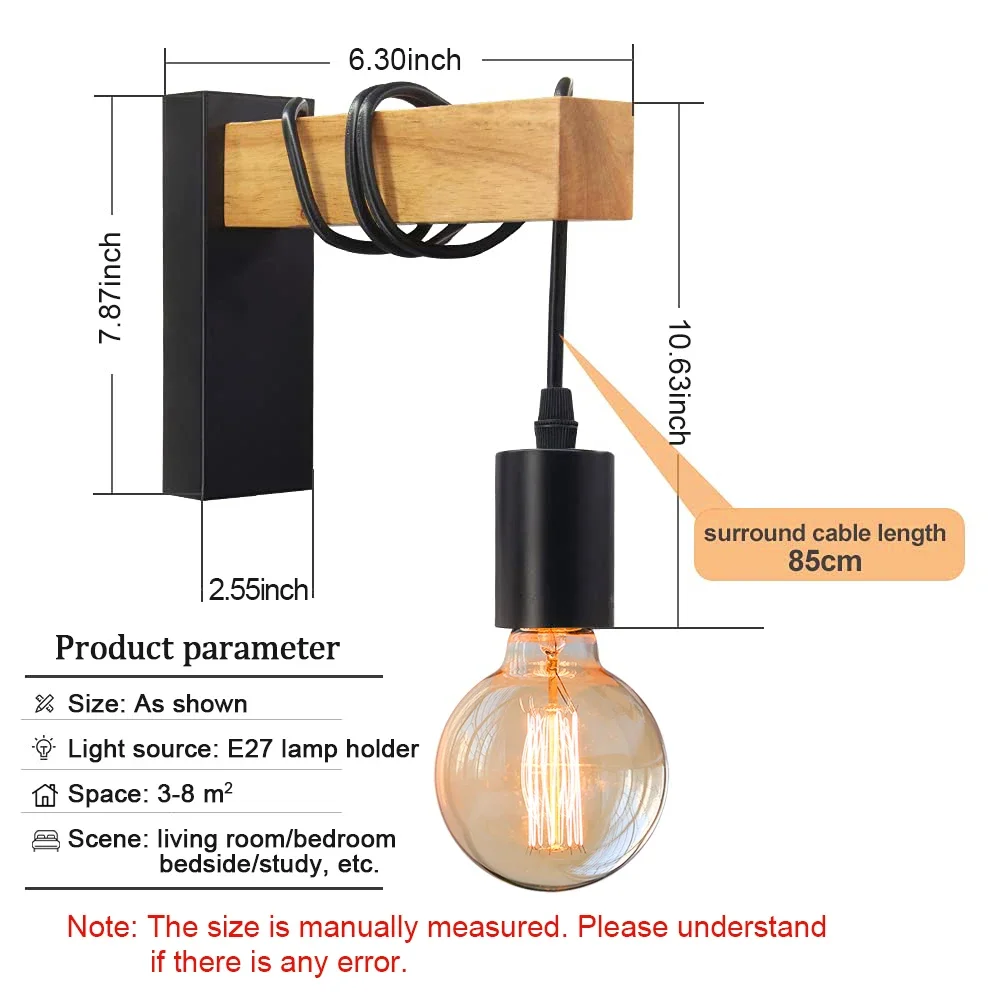 รูปสินค้า โคมไฟผนัง LED Retro เหล็ก ติดตั้งง่าย 110/220V