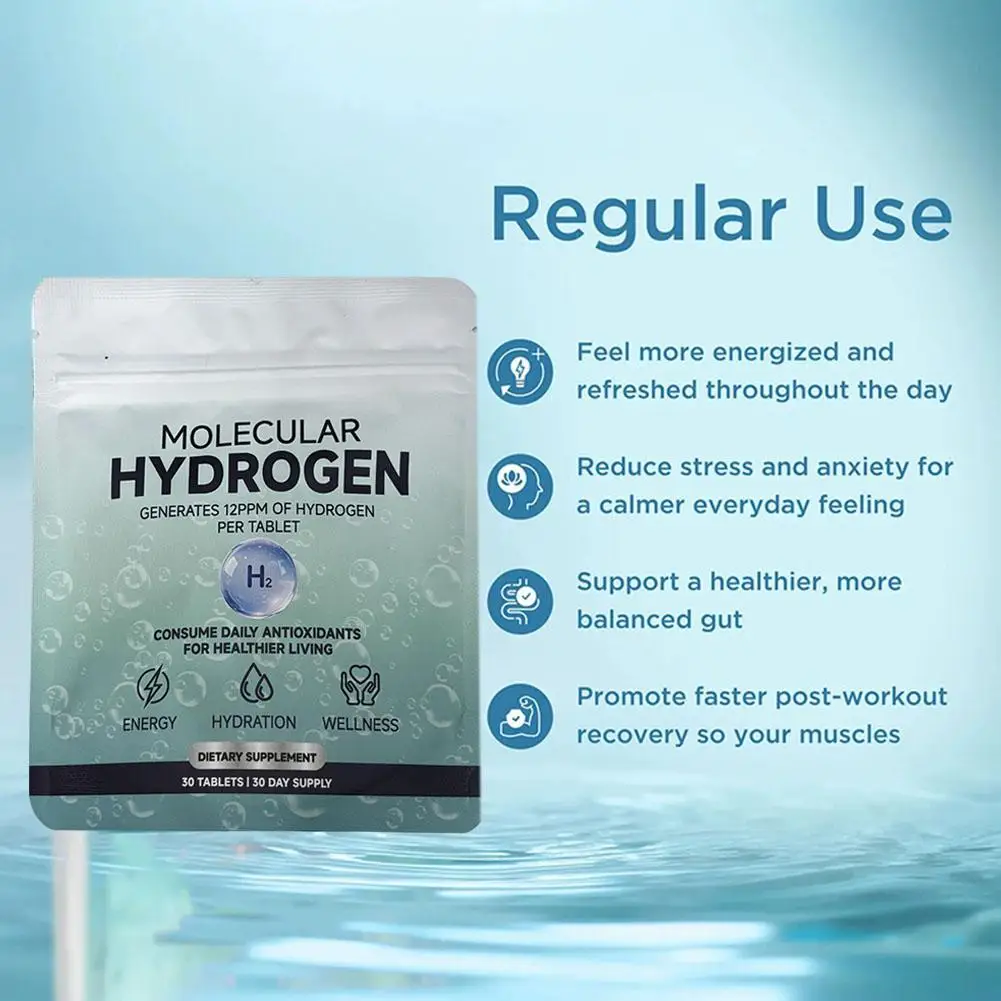 30pcs Energy Weight Loss Hydrogen Water Tablets Molecular Hydrogen & Magnesium Glycinate Tablets Supports Daily Wellness