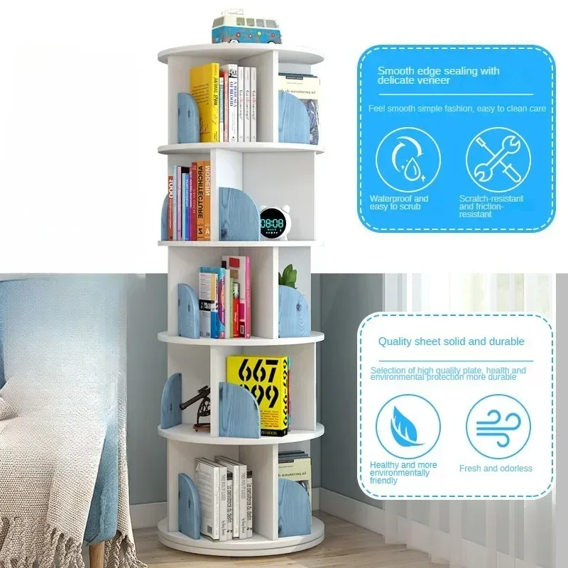 Rotating Floor-standing Bookcases for Apartment Modern Household Bookshelf Minimalist Density Board Bookcase for Library H