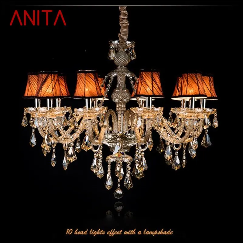 

ANITA American Style Chandelier Lamp LED Pendant Candle Hanging Light Luxury Fixtures for Home Decor Villa Hall