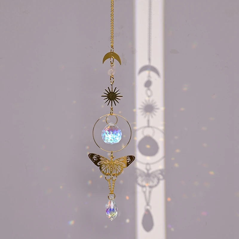 Suncatcher Crystal Rainbow Marker Prisms Hanging Wind Chime Pendant Car Charm Home Garden Decoration