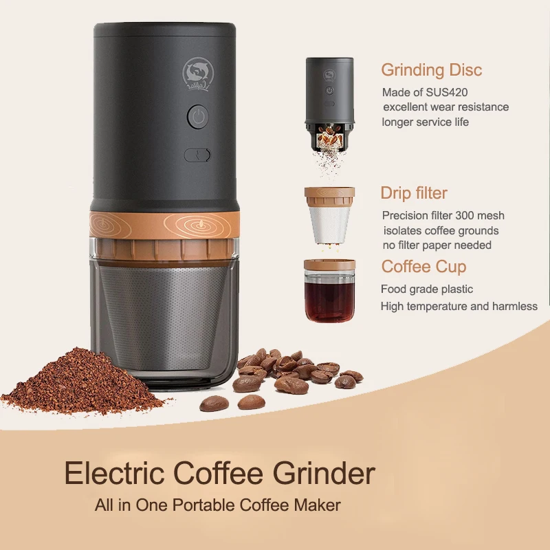 Electric Coffee Grinder, Wireless Powerful Coffee Bean Grinder with USB  Rechargeable, Fresh Grind Coffee Grinder for Beans, Spices, Herb and More