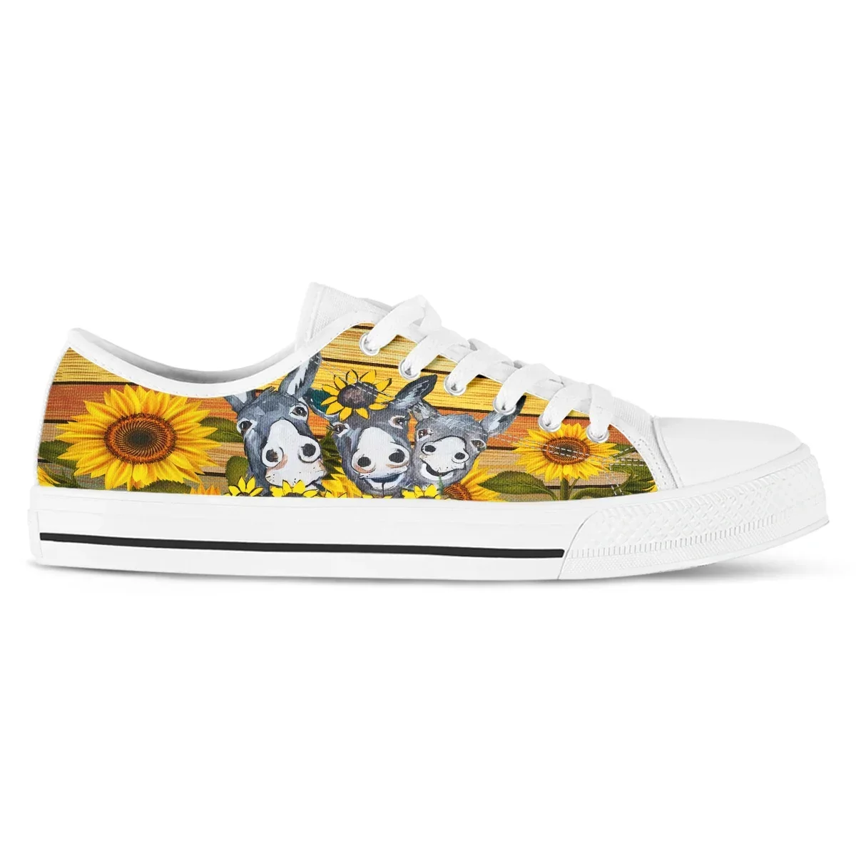 Sunflower Donkey Cute Vulcanized Sneakers Women Shoes Flat Comfortable Autumn Spring Fashion White Canvas Sneakers Women
