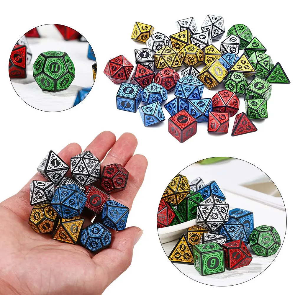 35Pcs For TRPG DND 5 Color Glitter Dice Set Iidescent Dices Game Accessory