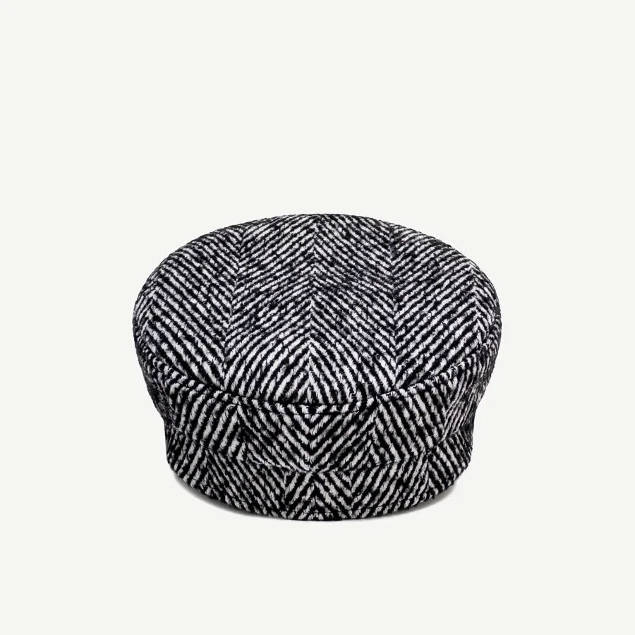 Women Newsboy Caps Wool Flat Visor Cap Autumn Winter Herringbone-wool Baker Boy Cap