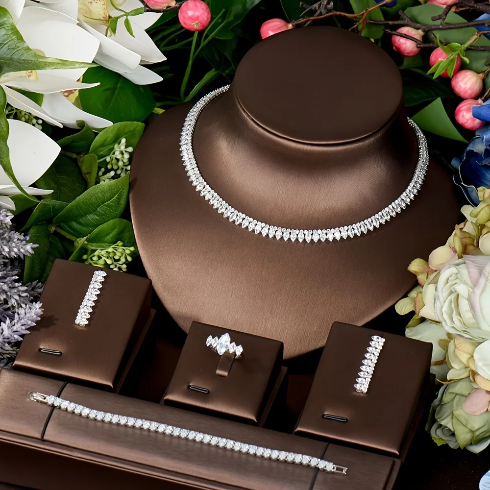 طقم مجوهرات زركون ذهبي S-348