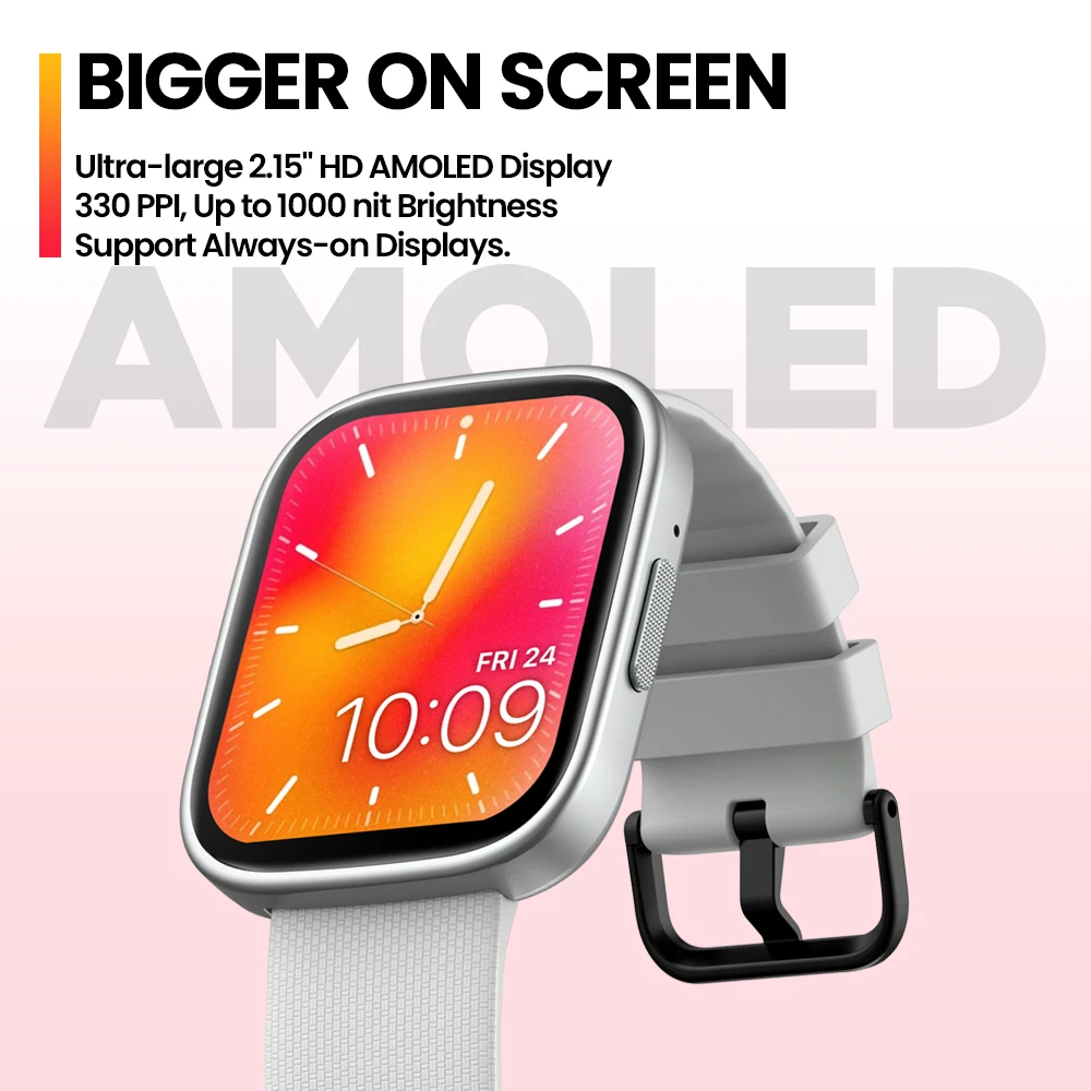 Zeblaze 남성용 AMOLED 스크린 스마트 워치, 블루투스 전화 통화, 심박수 SpO2 모니터, 피트니스 트래커 스마트워치, GTS 3 플러스, 2.15 인치
