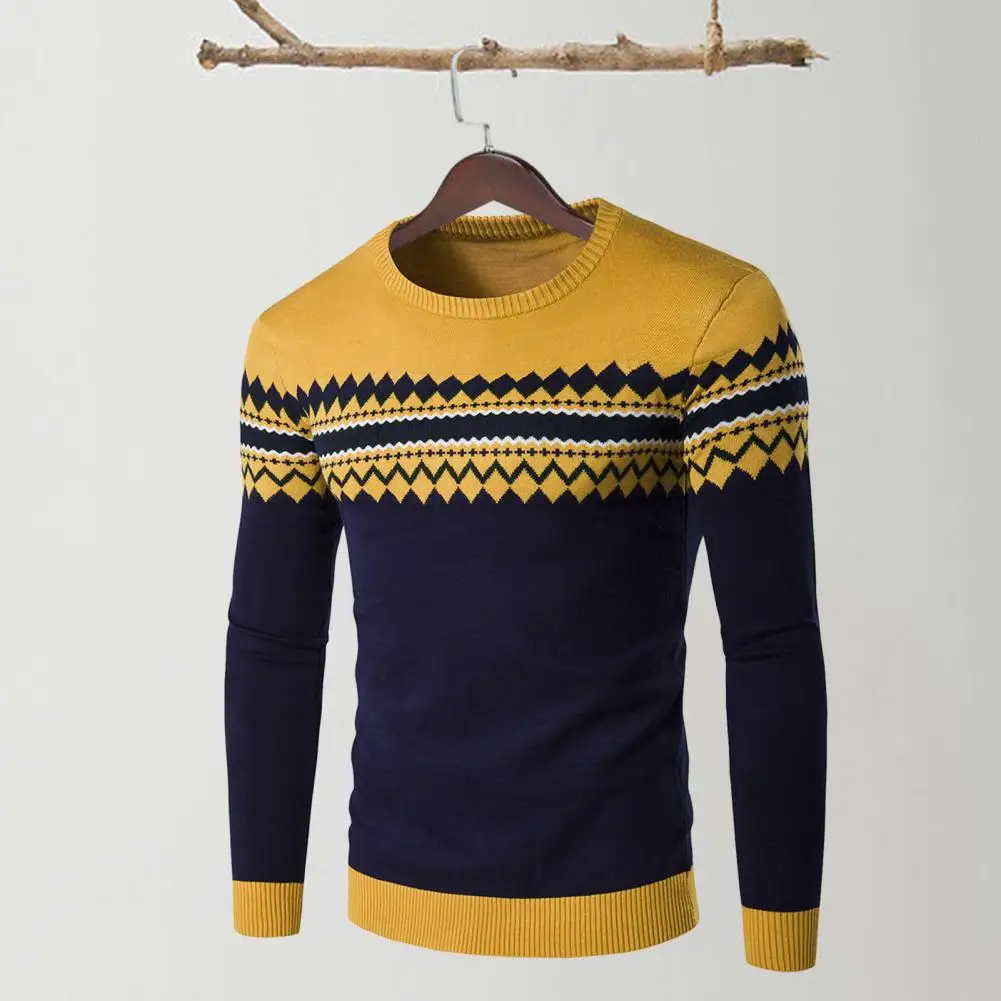 

Fashion Men Floral Print O Neck Long Sleeve Slim Knitted Sweater Blouse Top
