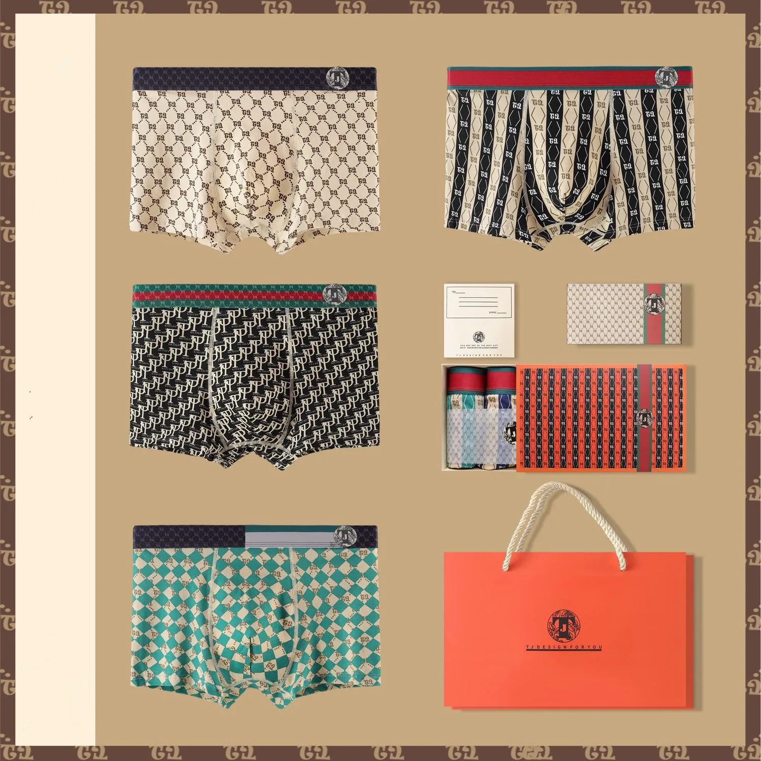 

4 Pcs Fashion Boxer Shorts Cotton Print Underwear Men Boxershorts Men's Panties Male Underpants Mid Waist