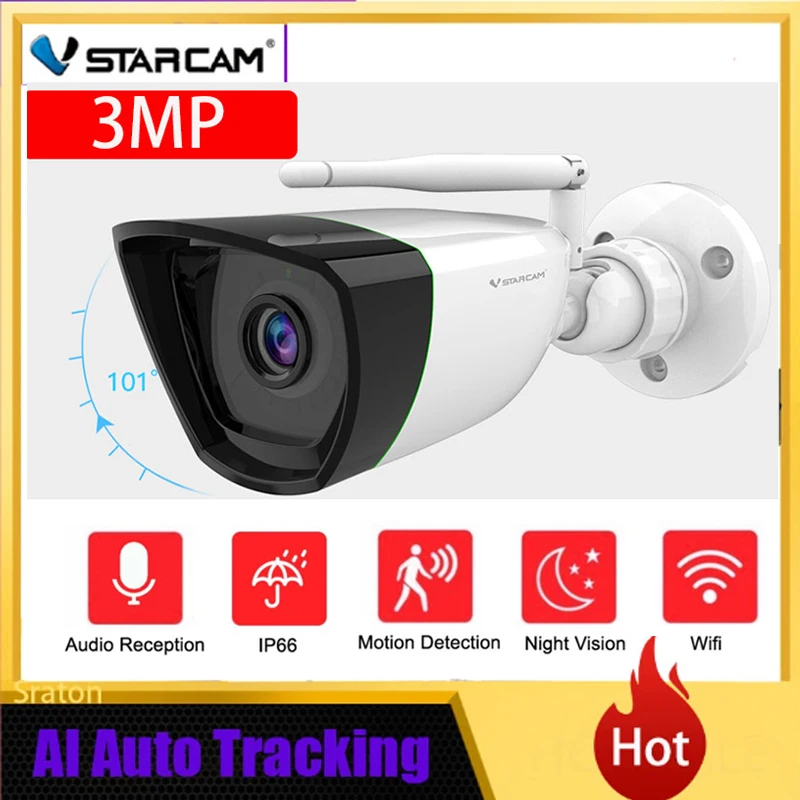 

Vstarcam CS55 3MP 1296P Outdoor Bullet IP Camera Wifi Surveillance Security Camera IR Motion Alarm IP66 Waterproof CCTV Camera