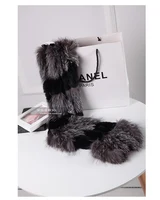 Harppihop silver fox fur black color New Fox fur c/w rex rabbit fur scarf wrap cape shawl best Christmas gift birthday gift 2
