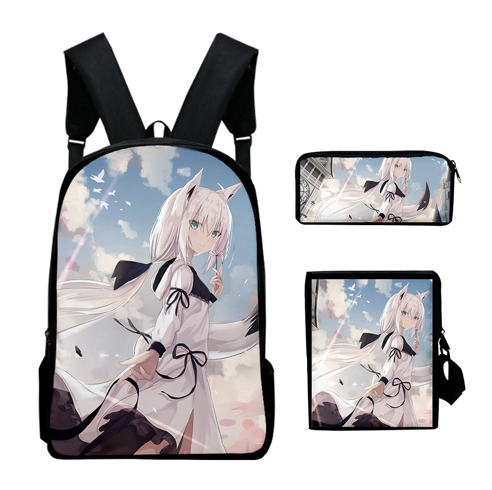 Classic HOLOLIVE Uruha Rushia 3D Print 3pcs/Set pupil School Bags Laptop Daypack Backpack Inclined shoulder bag Pencil Case