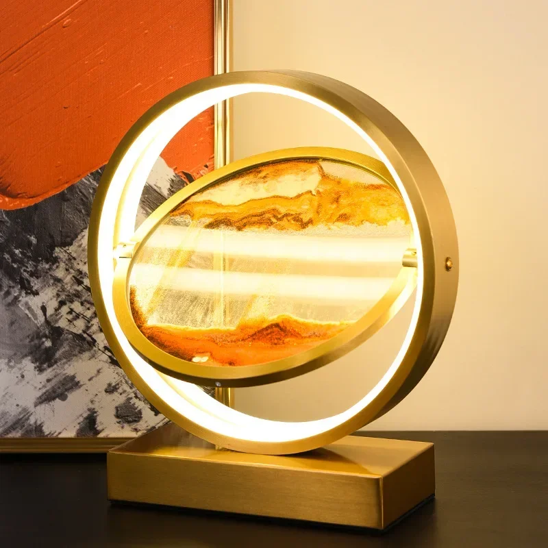 LED Moving Sand Art Hourglass Decor Decorations Hourglass 3D Quicksand Moving Night Light Sand Home Living Room Decoration