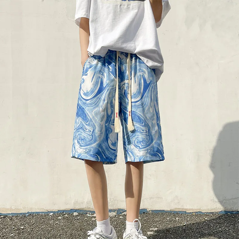 

Шорты мужские спортивные быстросохнущие, повседневные короткие штаны из вискозы, с поясом на резинке, свободные, для фитнеса и бега, летние