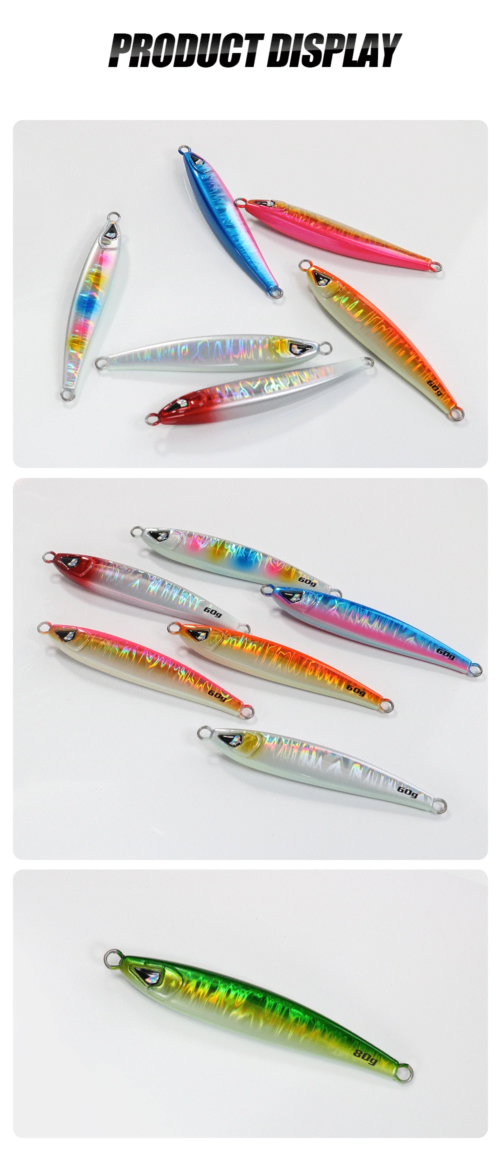 JIGGINGPRO Sardinen-Metall-Jigs, 40 g, 60 g, 80 g, 100 g, Salzwasser-Shore, künstlicher Angelköder, Weitwurf, Jigging-Köder, Angelgerät – Detail 8