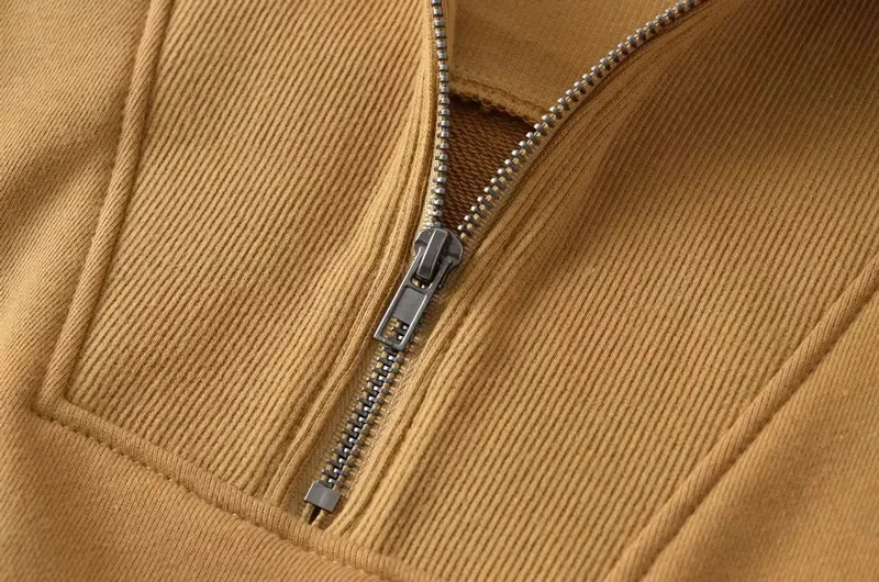 Sun-imperial Oversized Half Zip Cropped Sweatshirt Drop Shoulder With Raw Hem Detail
