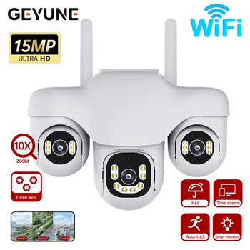 V380 Pro 15MP WIFI IP Camera CCTV 3 Lens 3 Screen Auto Tracking Outdoor Security Surveillance PTZ Camera Waterproof Night Vision 1