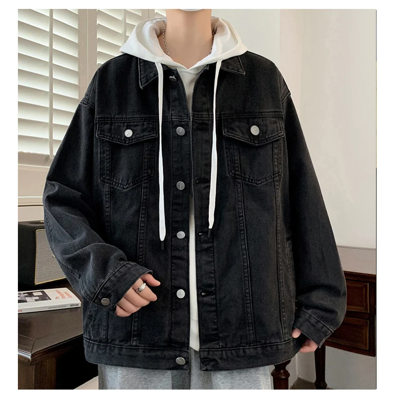 Casual männer Baumwolle Denim Jacken 2026 Frühling Herbst Jugend Hip Hop Streetwear Lose Jeans Outdoor Cowboy Solide Top Mantel kleidung – Detail 13