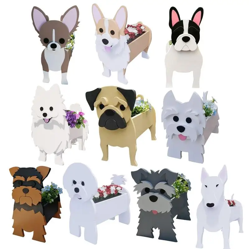

Garden Flower Pot Dog Shape Planter PVC Puppy Plant Container Schnauzer Bulldog Poodle Garden Pots Holder For Outdoor Indoor