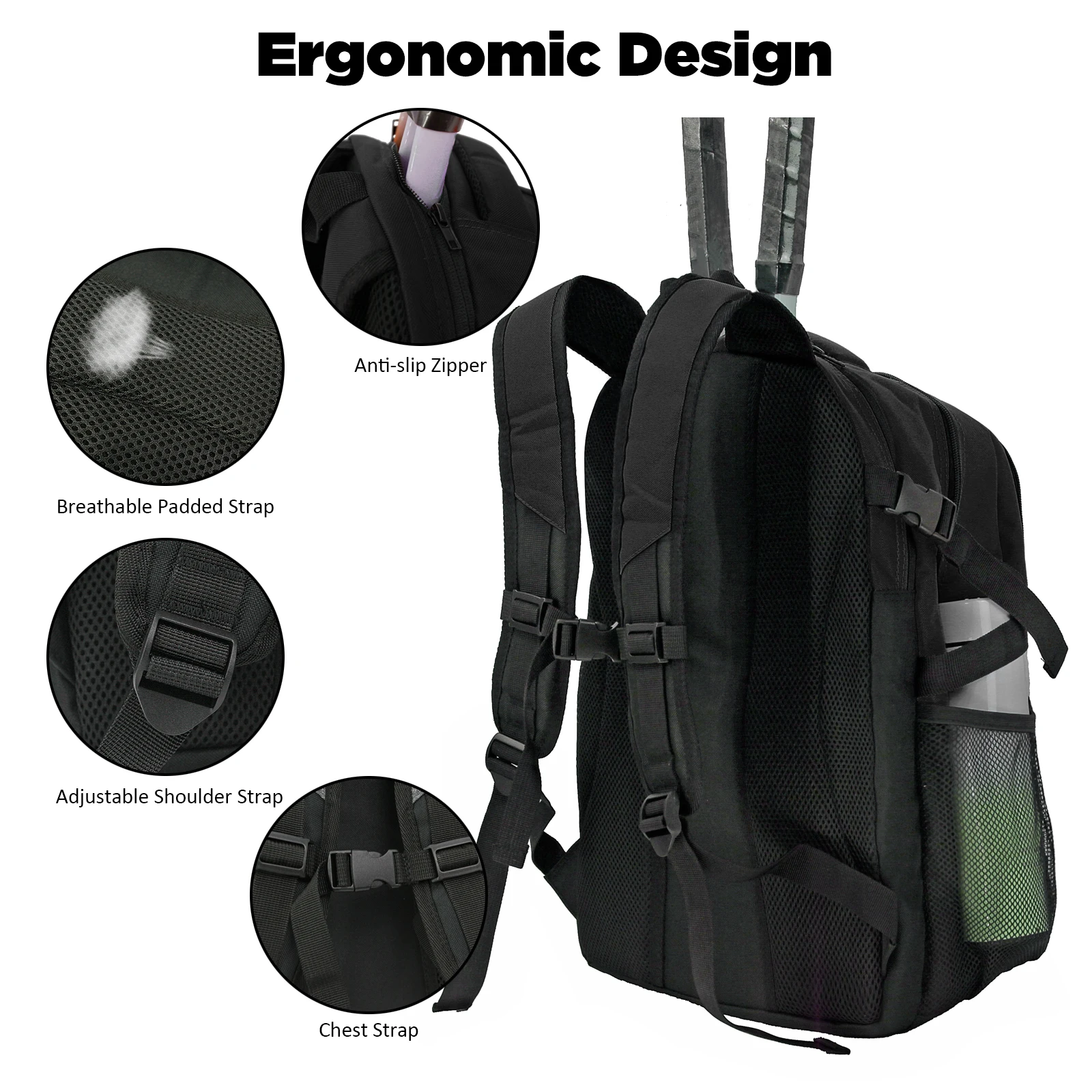 WOLT | Tennis Backpack Tennis Bag for Men Women, Large Tennis Racket Bag with Ventilated Shoe Compartment Holds 2 Rackets,Badmin
