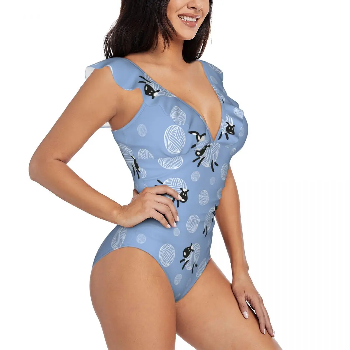 

Ruffle 2023 Women Sexy One Pieces Swimsuit Swimwear Female Cute Sheep Wool Monokini Bathing Suit Beachwear