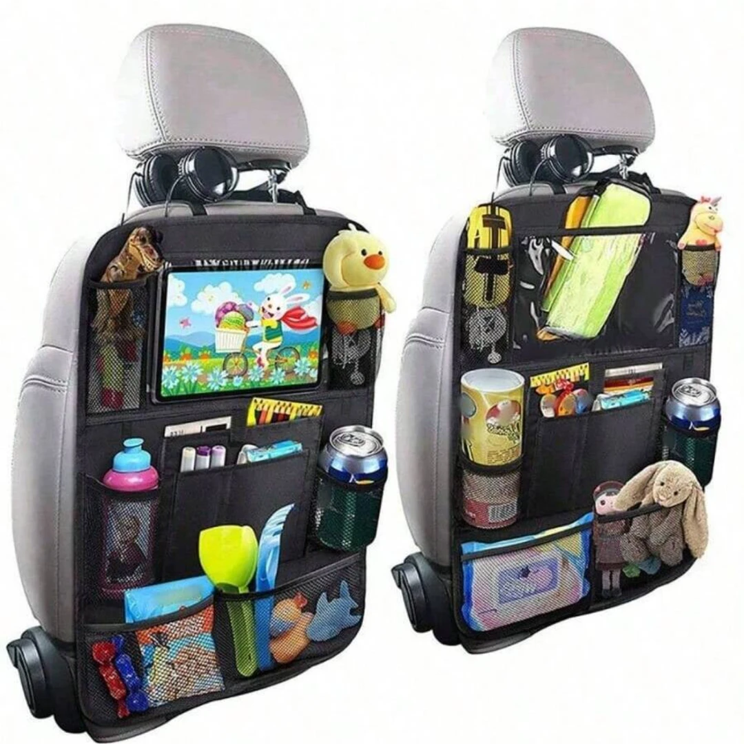 Car Storage Bag Seat Back Storage Bag Multi-function Black Hanging for Tablets, Snacks, Water Cups, Toys, etc.